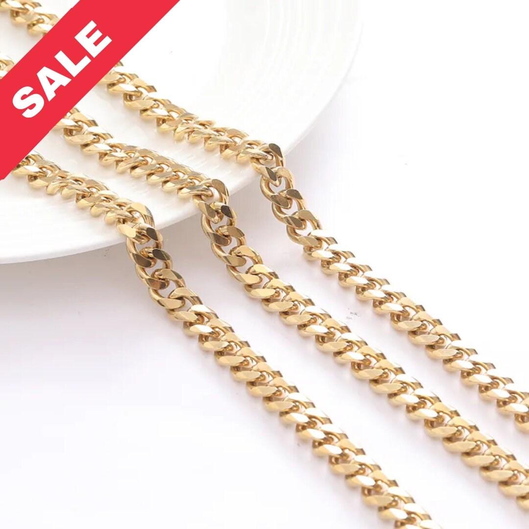 Gold Plated Cuban Chain 18KGF 4mm,6mm,9mm,11mm wide Sold by Foot GFC085,GFC086,GFC087,GFC088
