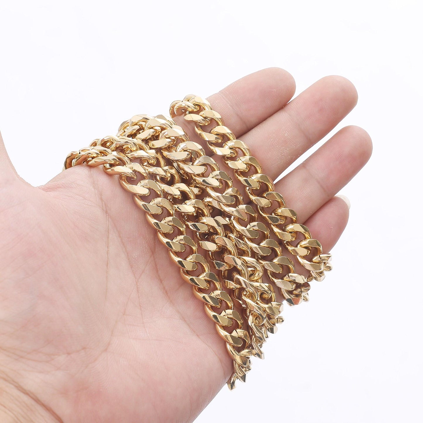 Gold Plated Cuban Chain 18KGF 4mm,6mm,9mm,11mm wide Sold by Foot GFC085,GFC086,GFC087,GFC088