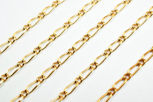 Chain By The Foot: 2mm Electroplated Gold, Tarnish Resistant - Bulk Jewelry Supply, Skin Safe, Copper Metal