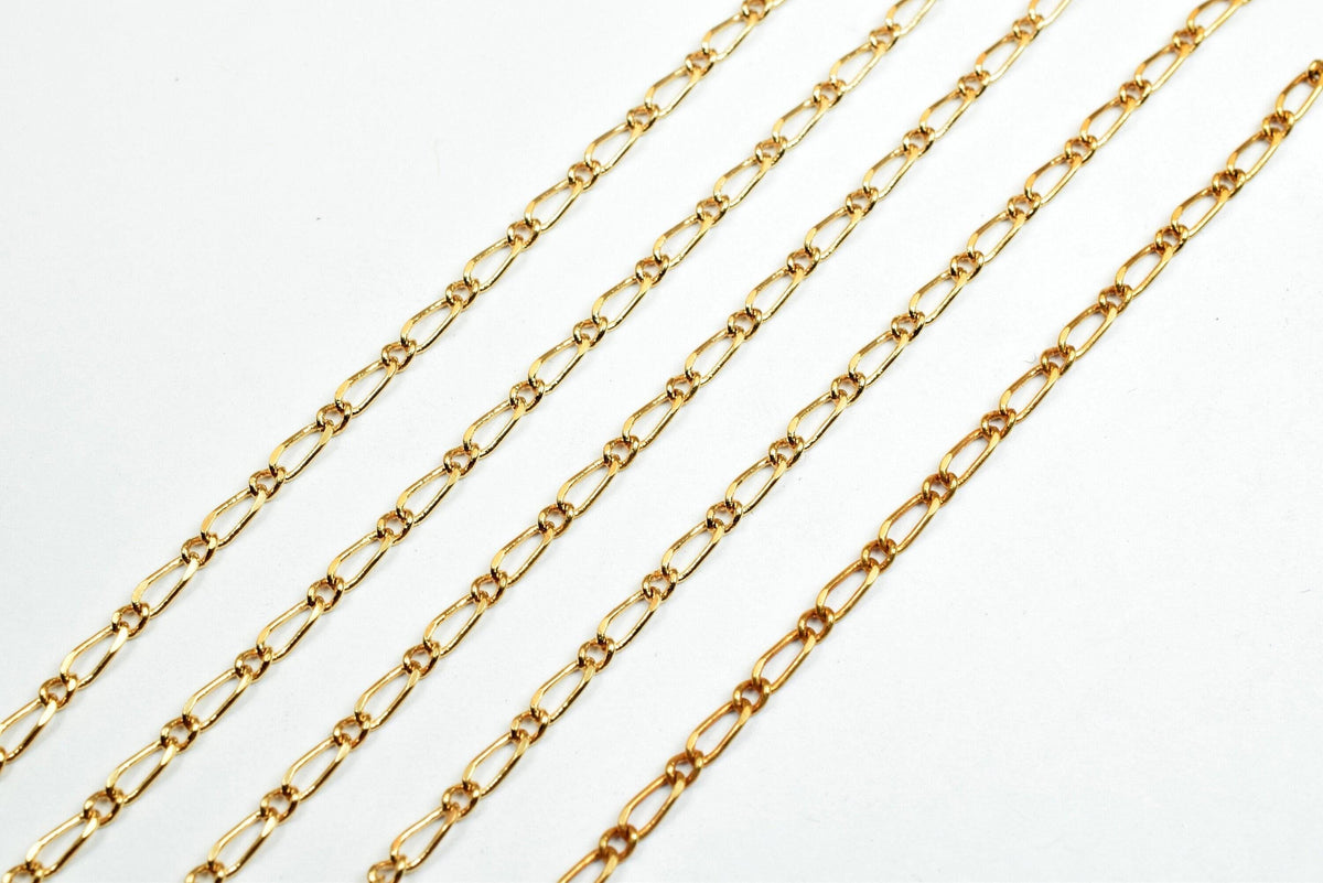 Chain By The Foot: 2mm Electroplated Gold, Tarnish Resistant - Bulk Jewelry Supply, Skin Safe, Copper Metal