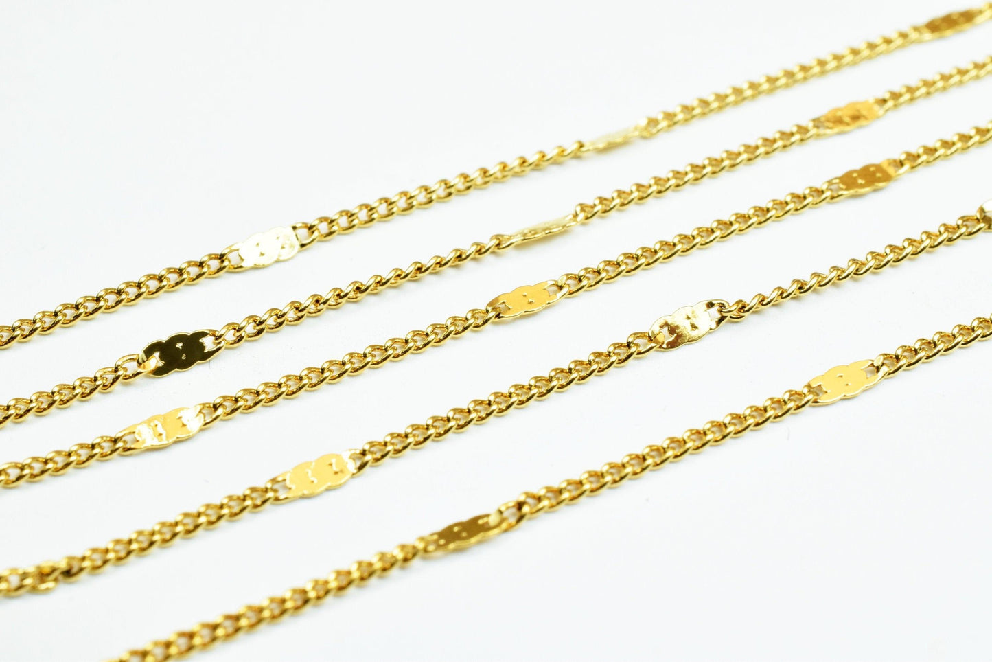 Cable Chain Gold Findings: 18K Electroplated Finish - Tarnish Resistant, Wholesale by Foot, Jewelry Supply