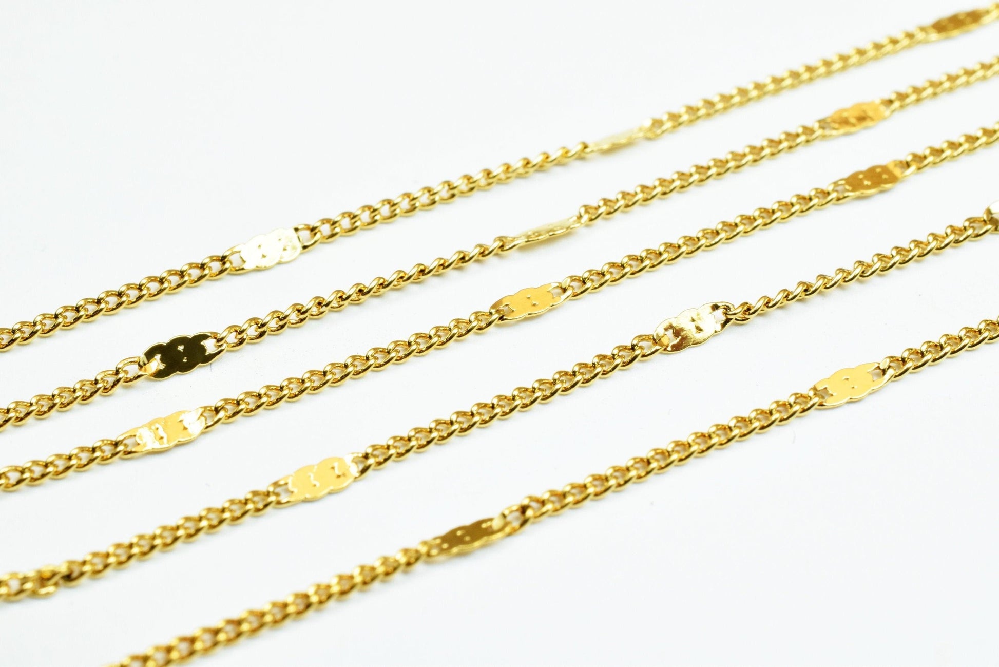 Cable Chain Gold Findings: 18K Electroplated Finish - Tarnish Resistant, Wholesale by Foot, Jewelry Supply