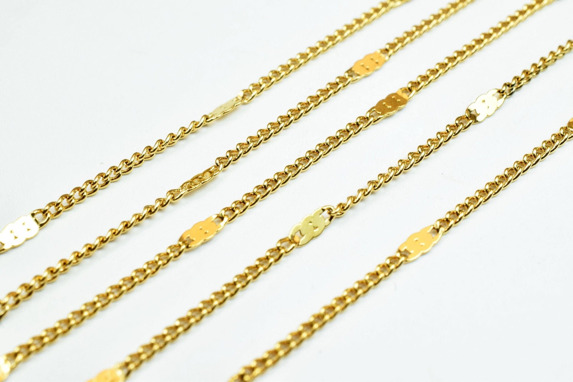 Cable Chain Gold Findings: 18K Electroplated Finish - Tarnish Resistant, Wholesale by Foot, Jewelry Supply