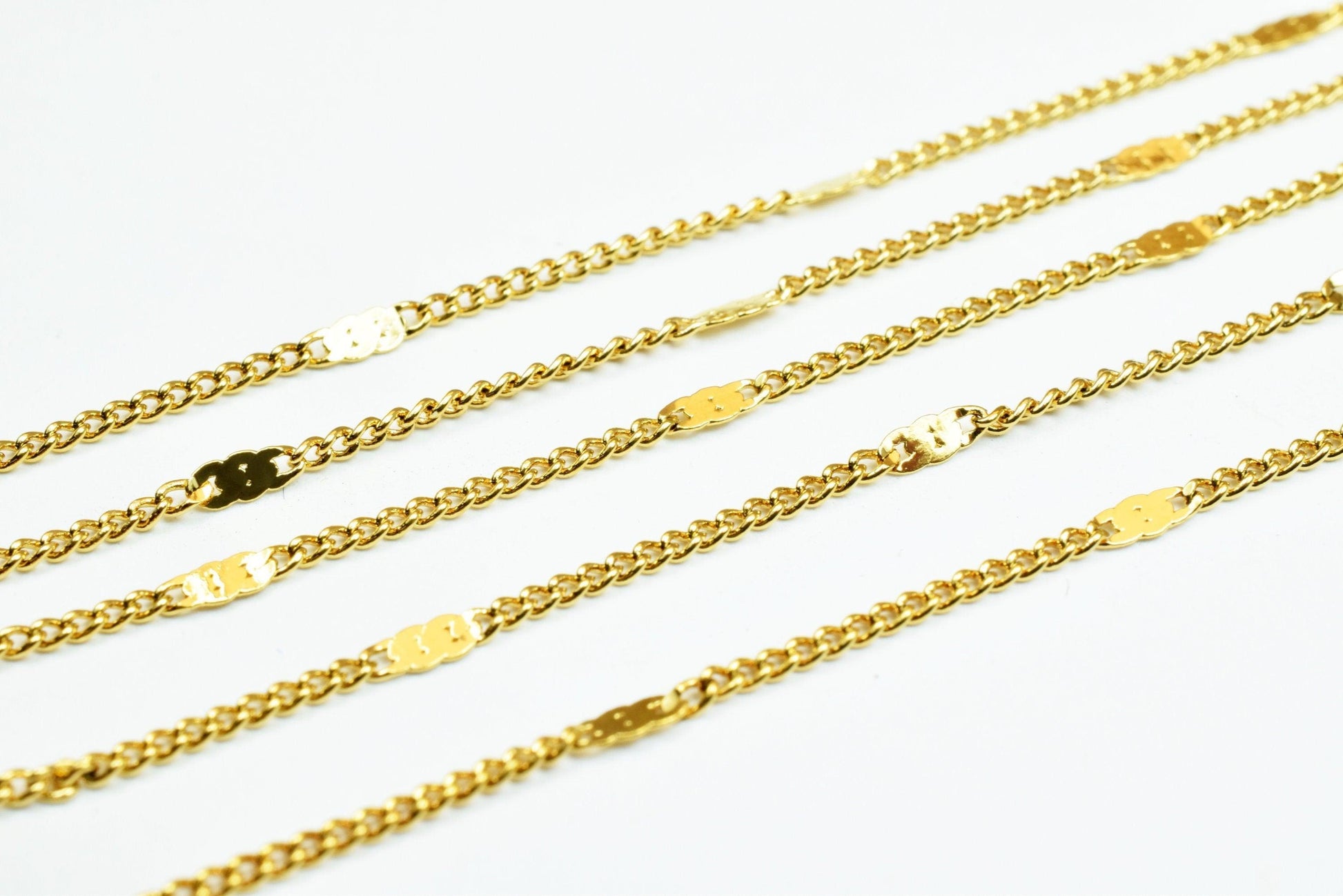 Cable Chain Gold Findings: 18K Electroplated Finish - Tarnish Resistant, Wholesale by Foot, Jewelry Supply
