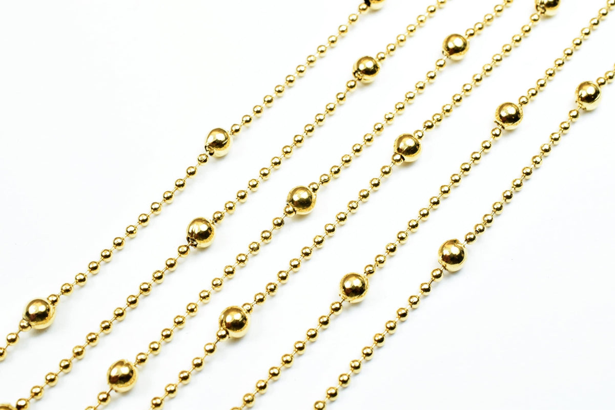 Satellite Ball Chain Gold Jewelry, Electroplated 18K Copper, 3.5mm Balls (1.5mm Links, Skin Safe, Bulk Lengths)