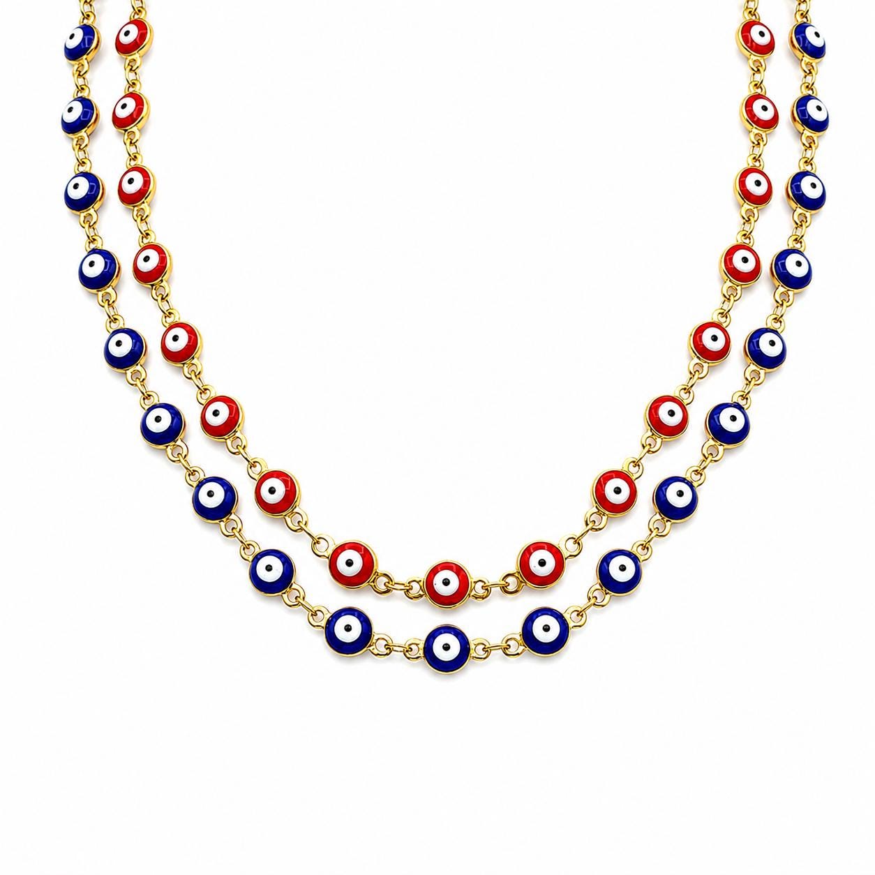 Gold stainless steel evil eye chain by the yard for jewelry making