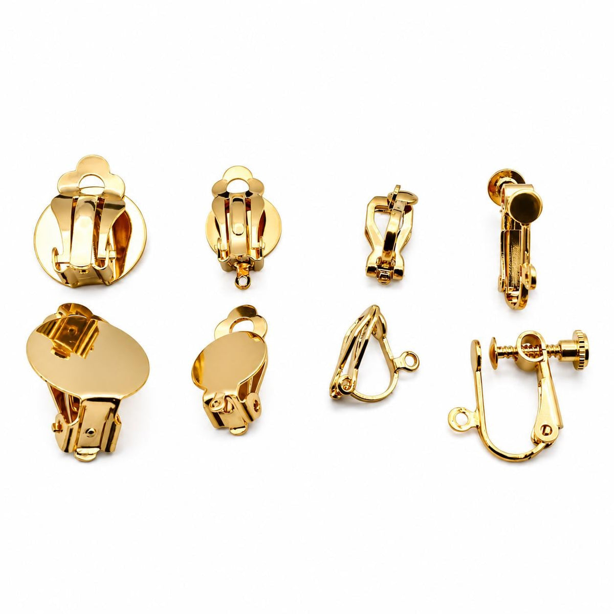Clip On Earring Findings DIY Jewelry, Gold Filled Alternative Adjustable Screw Back, Flat Pad Clips (Non-Pierced, Pair)