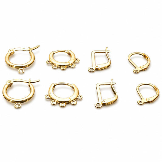 14k Earring Findings - Gold Filled Alternative Hoop Lever Backs - Small Classic Hoops, Durable Construction, Jewelry Craft Supplies
