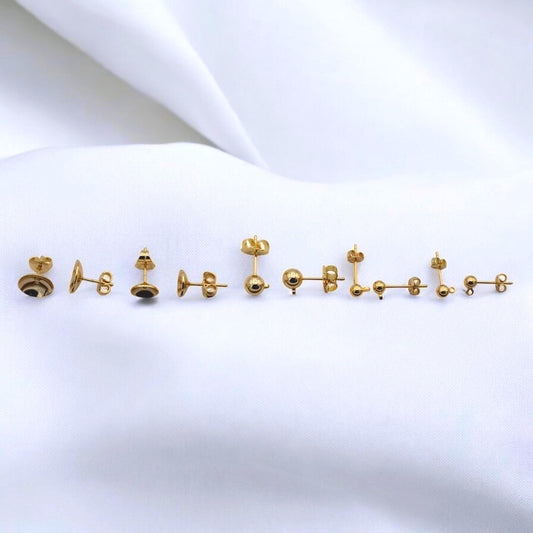 Ball Stud Earrings - Gold Filled Alternative Multiple Sizes, Minimalist Round Design - Hypoallergenic, Everyday Wear