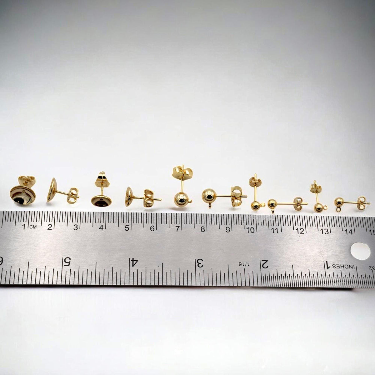 Ball Stud Earrings - Gold Filled Alternative Multiple Sizes, Minimalist Round Design - Hypoallergenic, Everyday Wear