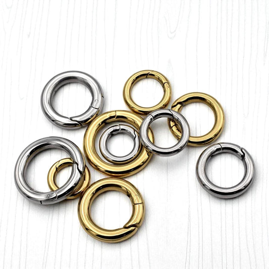 Swivel Spring Clasps Gold Or Silver - Secure Round Connector Rings - Tarnish Resistant, Stainless Steel, Jewelry, Pet Tags, Keychains
