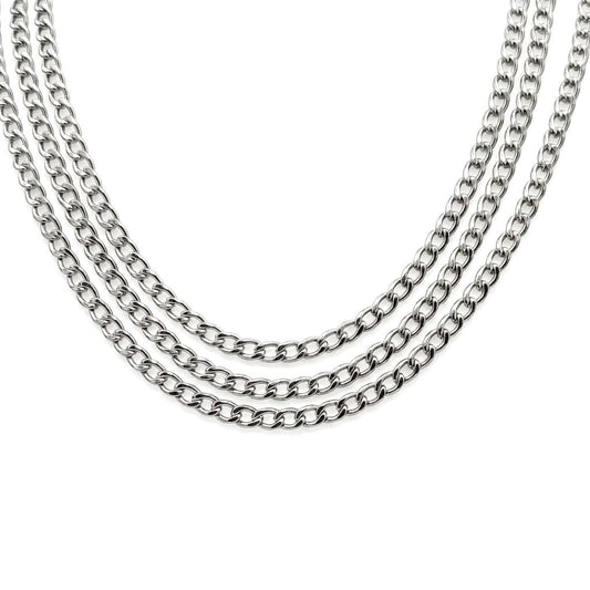 A full 11-yard bulk roll of 3mm stainless steel curb chain neatly wound on a professional jewelry supply spool.