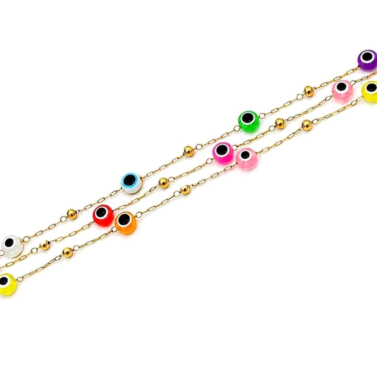 Gold Evil Eye Chain Stainless Steel Colorful Beaded Necklace Bracelet Anklet Jewelry Making Supply Yard Wholesale