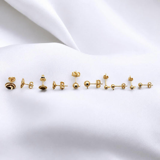 Ball Stud Earrings - Gold Filled Alternative Multiple Sizes, Minimalist Round Design - Hypoallergenic, Everyday Wear
