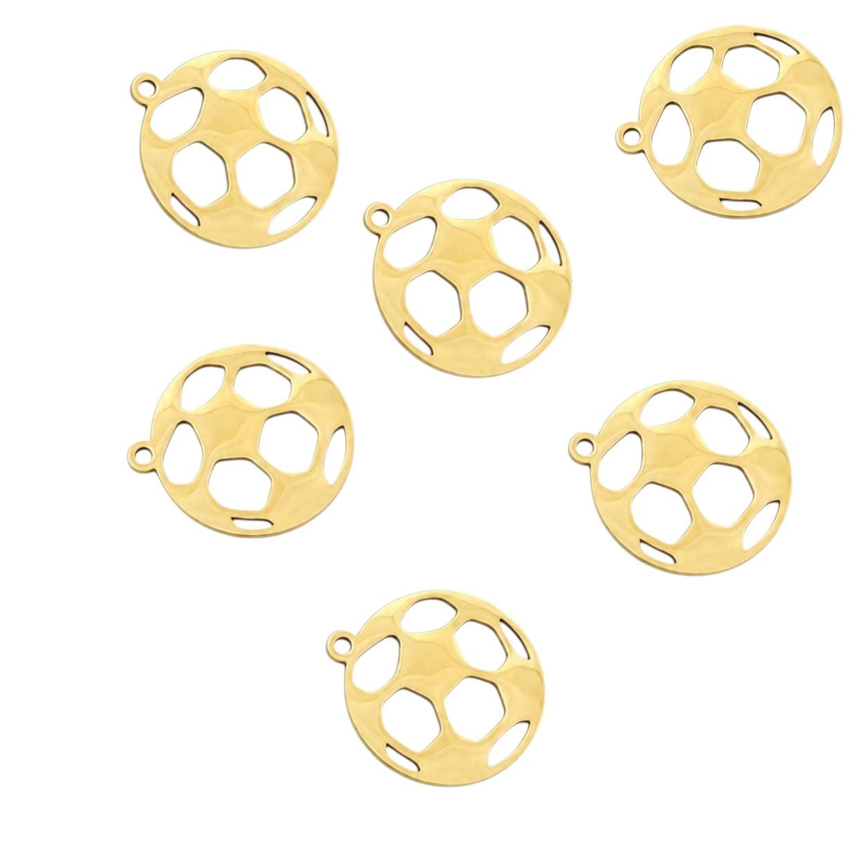 Soccer ball pendant charm in gold stainless steel for jewelry making