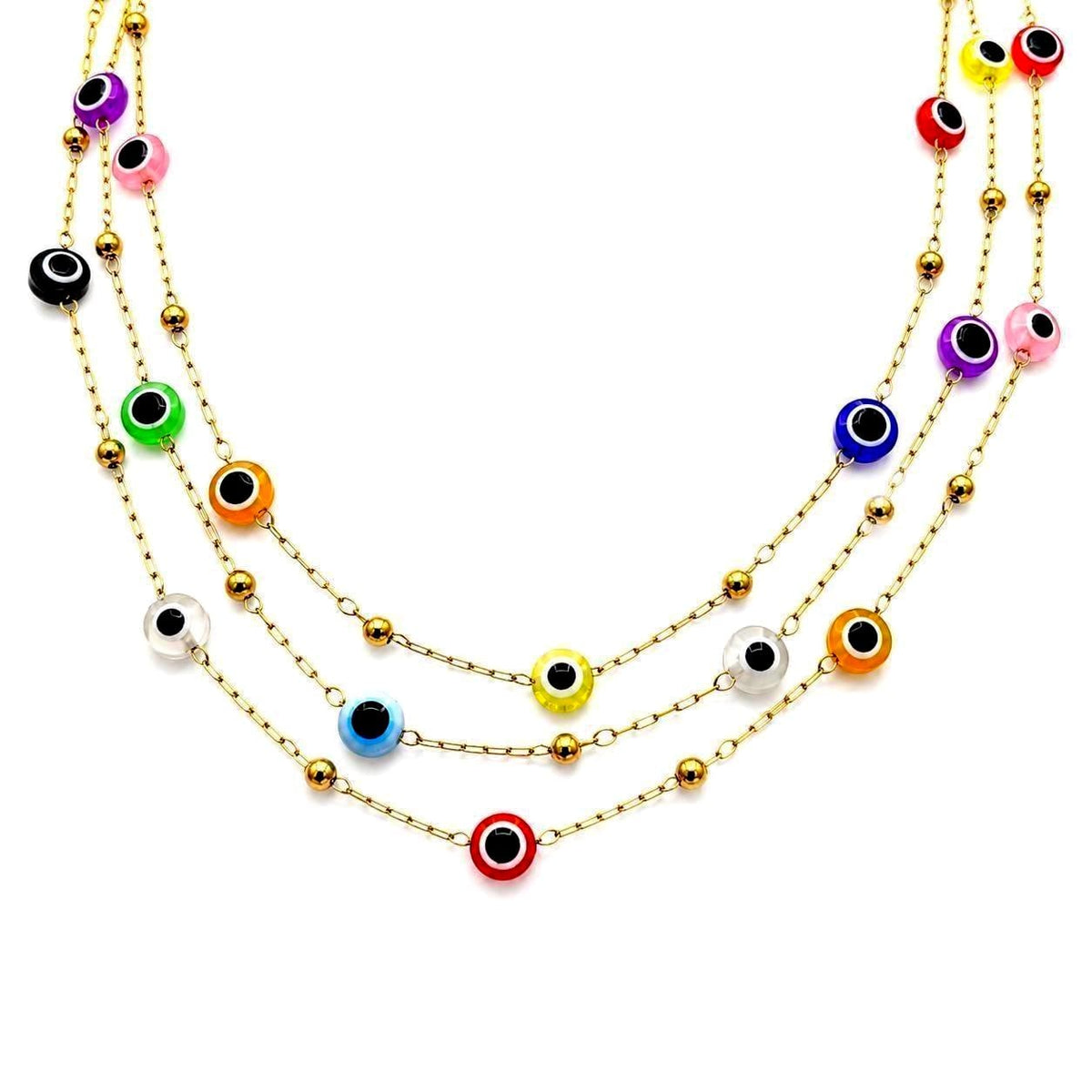Gold Evil Eye Chain Stainless Steel Colorful Beaded Necklace Bracelet Anklet Jewelry Making Supply Yard Wholesale