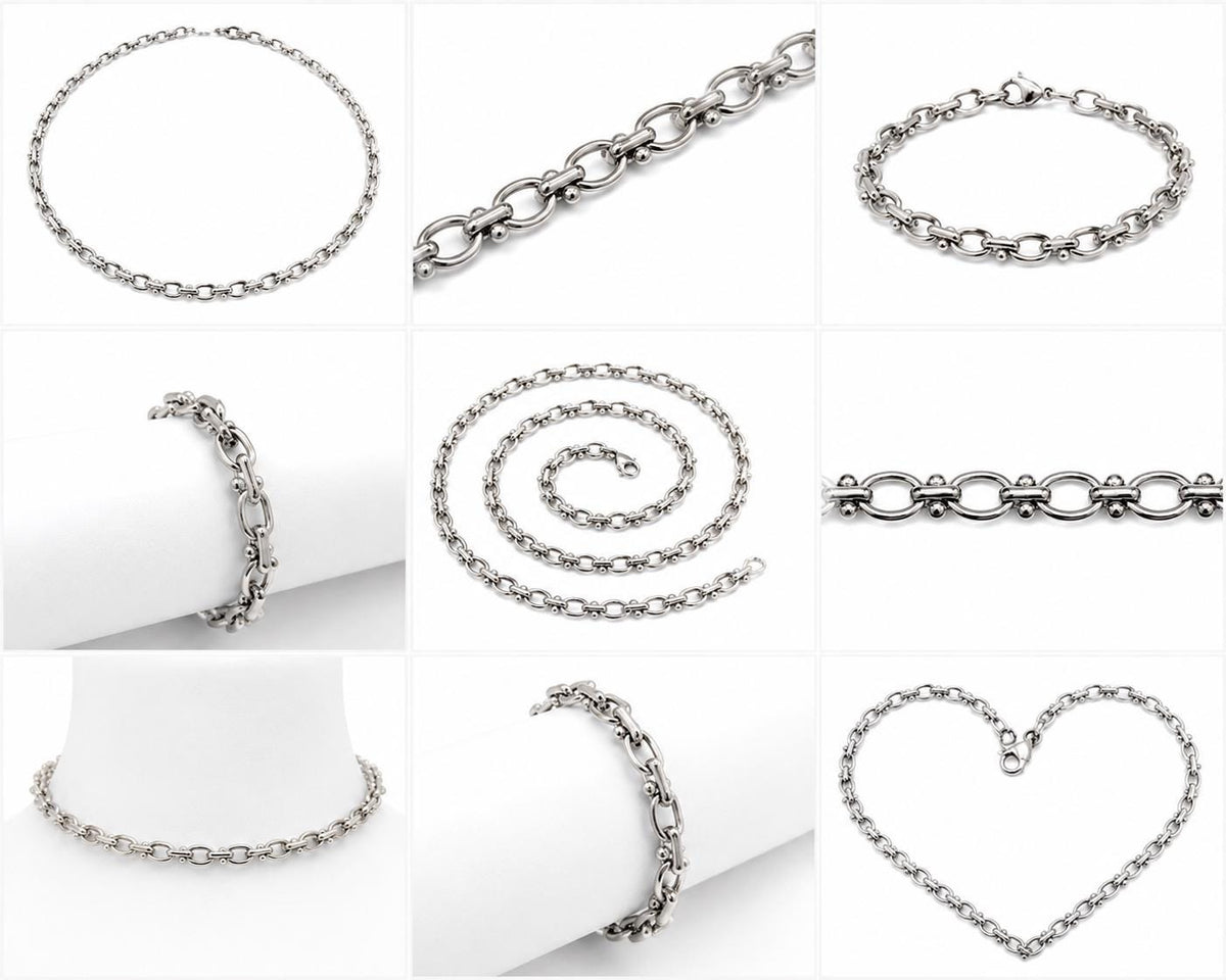 Silver stainless chain for necklaces, bracelets, anklets, and handmade accessories