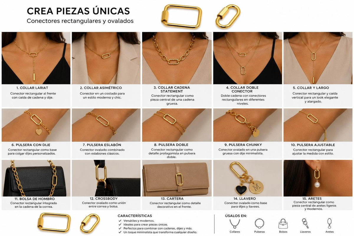 Gold metal screw lock connectors for DIY accessory and handbag projects