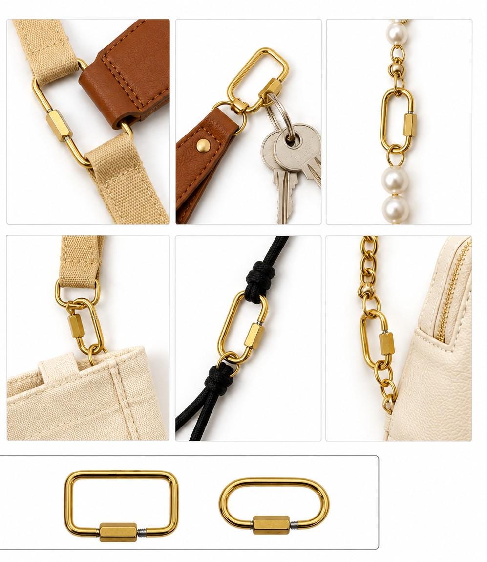 Modern stainless clasp findings with secure screw closure in two geometric shapes