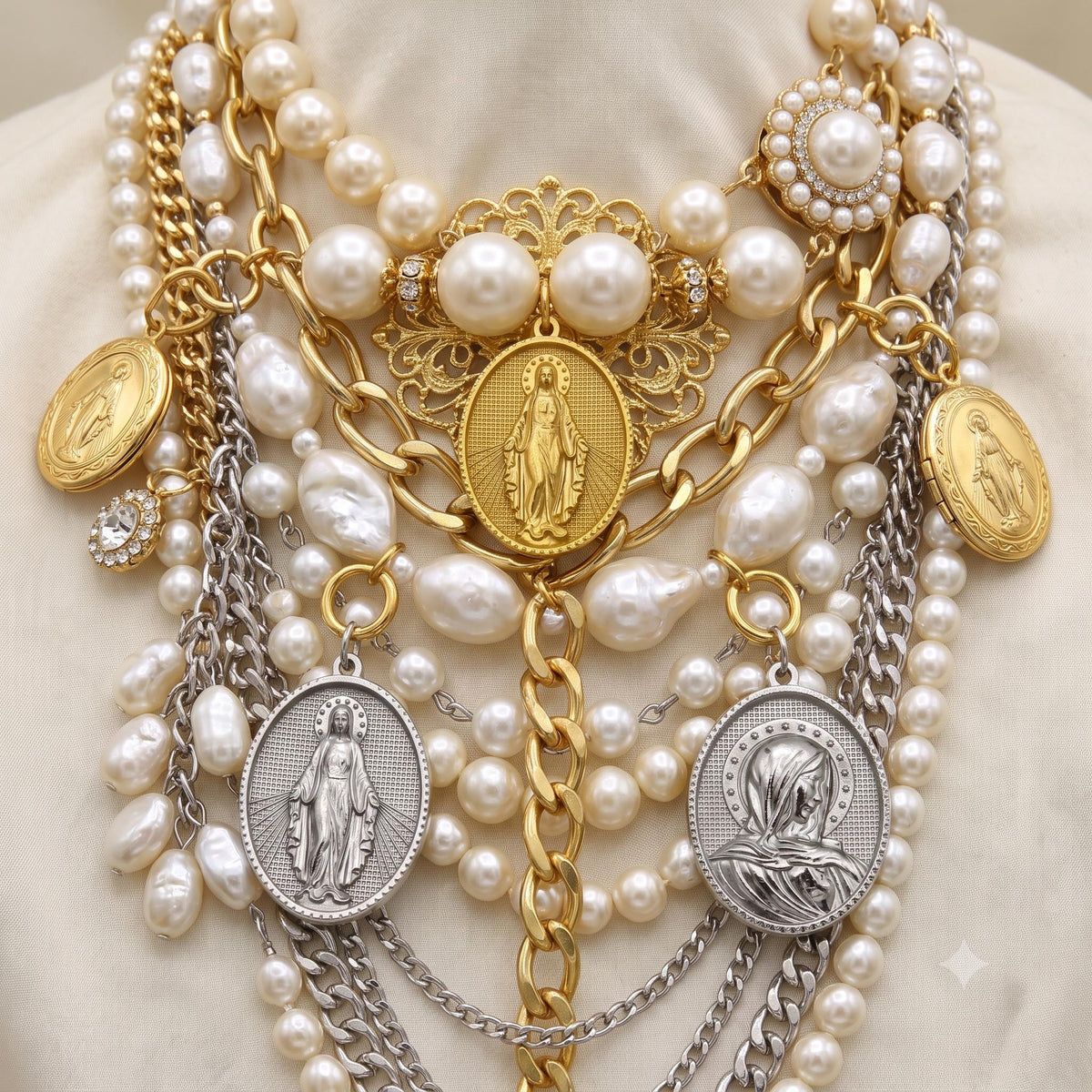 Stainless Steel Virgin Mary Medal Charms, Large Oval Religious Pendants in Gold or Silver Tone for Rosary and Jewelry Making