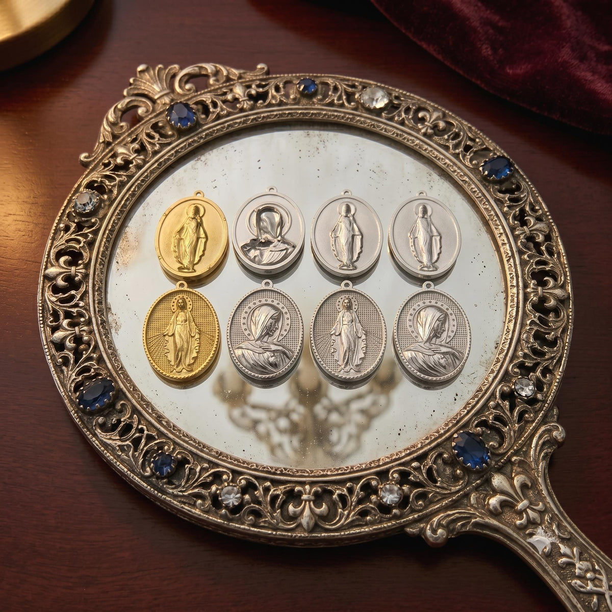 Stainless Steel Virgin Mary Medal Charms, Large Oval Religious Pendants in Gold or Silver Tone for Rosary and Jewelry Making