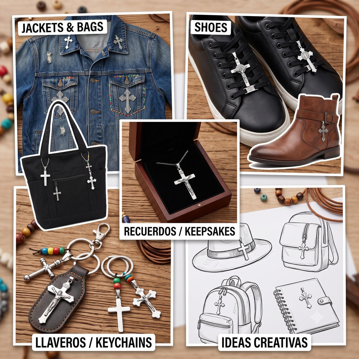 Silver Stainless Steel Cross and Crucifix Pendants, 6 or 18 Pieces, Rosary and Jewelry Making
