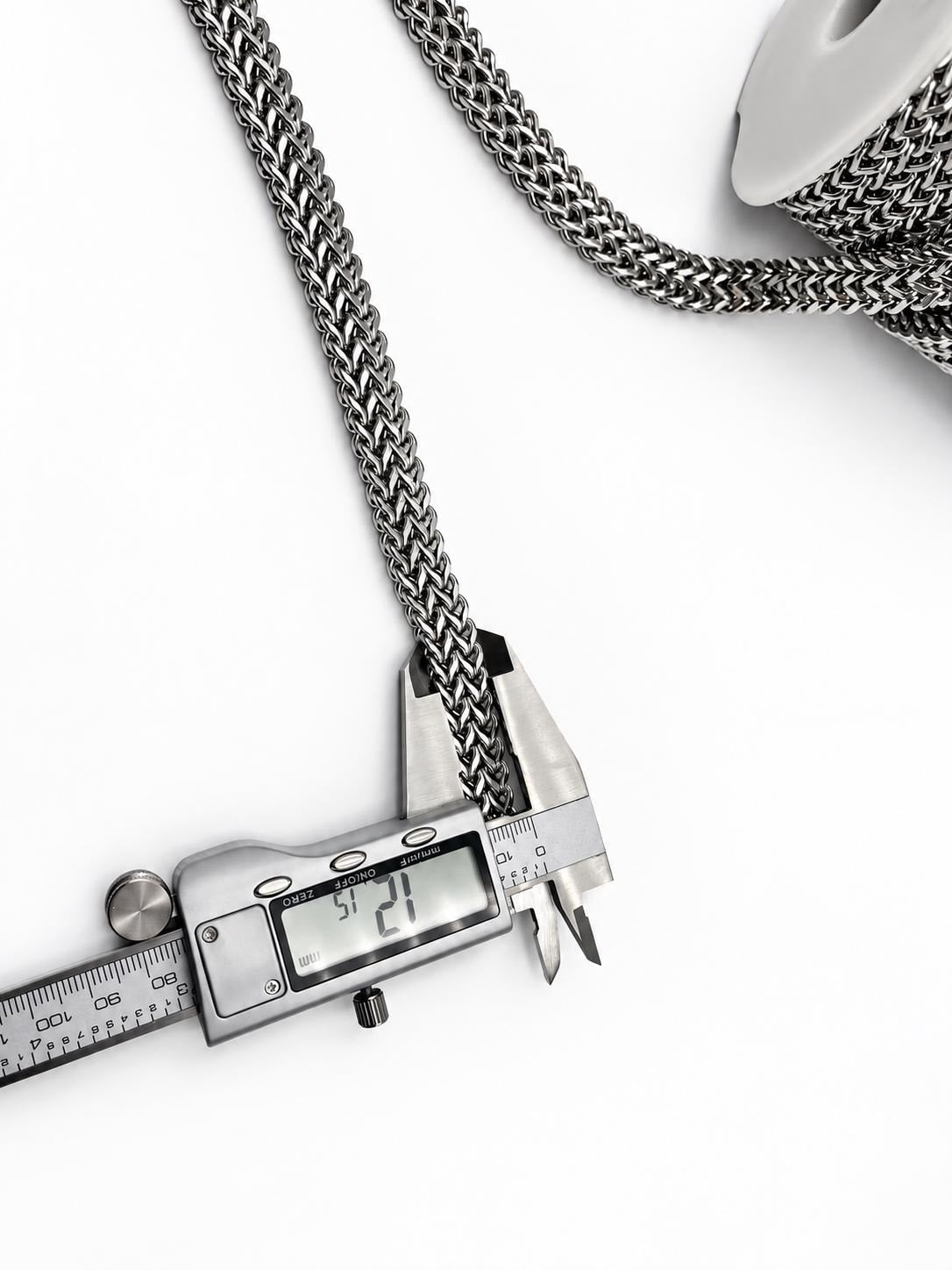 Silver Stainless Steel Braided Chain by Yard and roll, Chain for Jewelry Making, Necklace Bracelet Bag Chain, Craft Supply