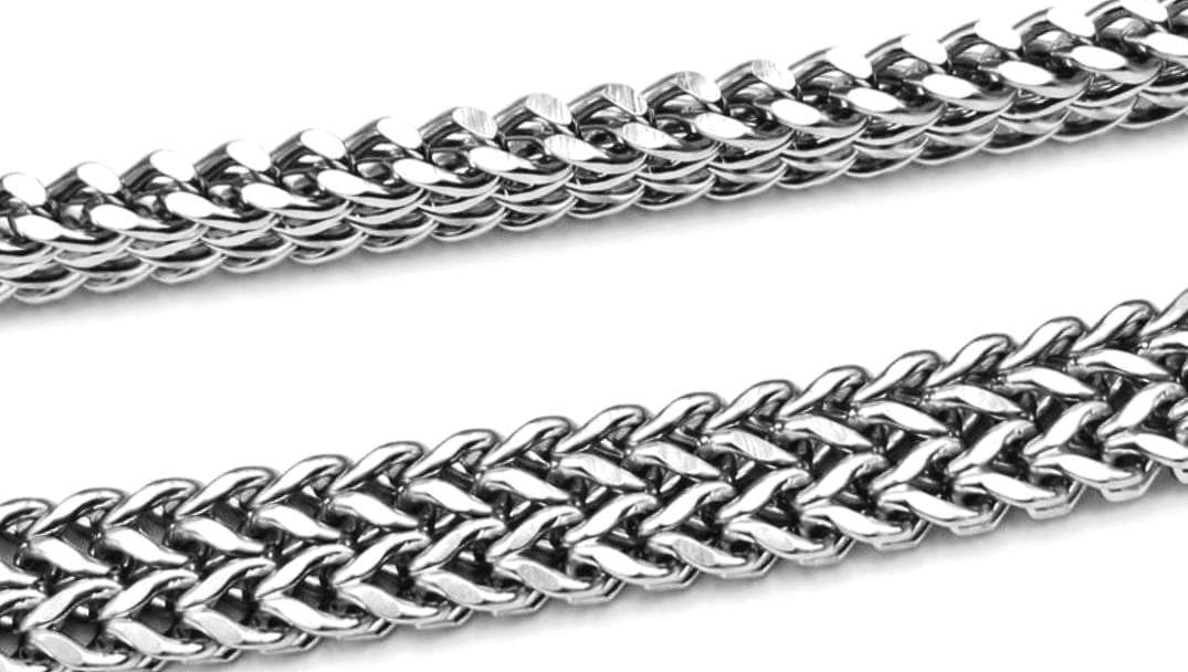 Silver Stainless Steel Braided Chain by Yard and roll, Chain for Jewelry Making, Necklace Bracelet Bag Chain, Craft Supply