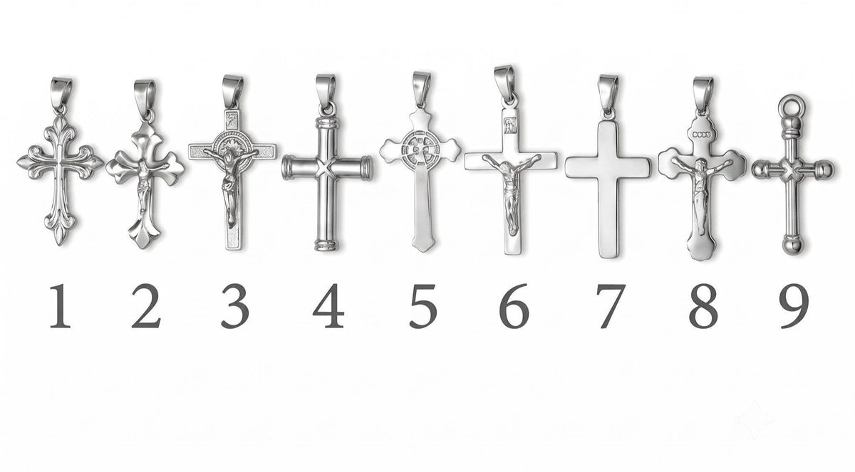 Silver Stainless Steel Cross and Crucifix Pendants, 6 or 18 Pieces, Rosary and Jewelry Making