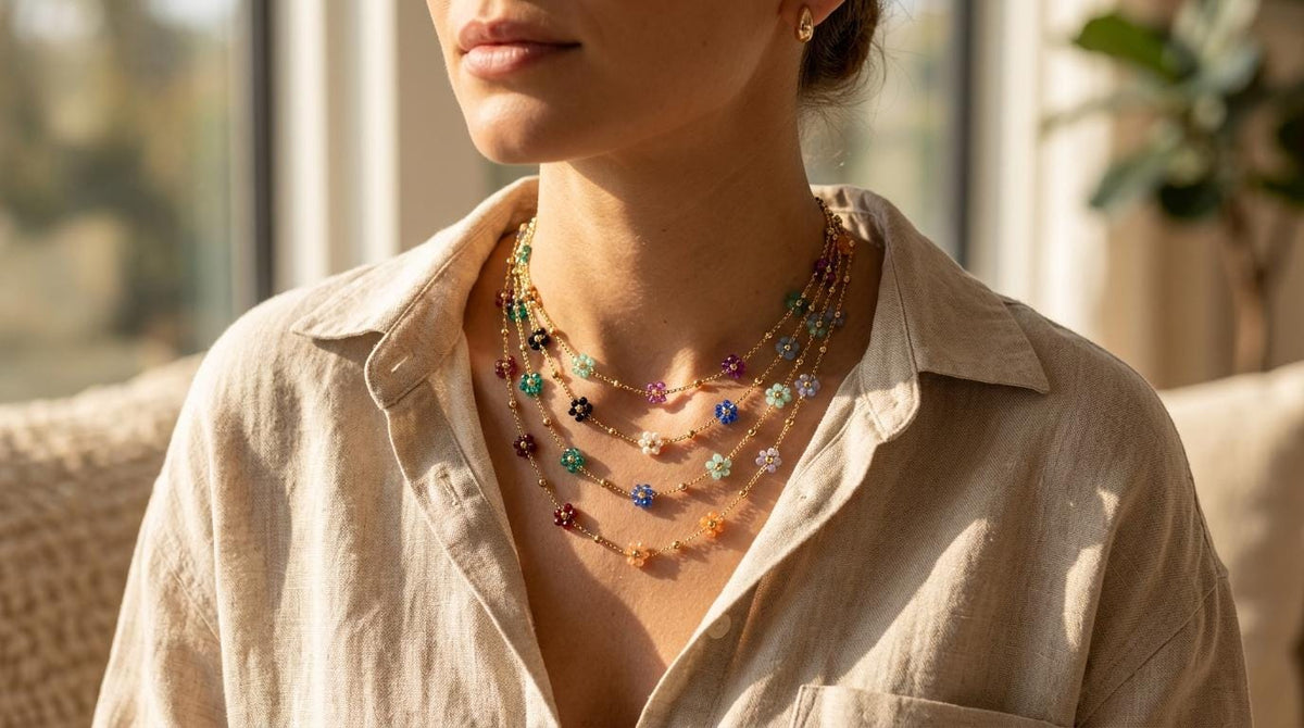 Stainless Steel Multicolor Flower Beaded Chain by Yard, Gold Tone Daisy Chain, Crystal Floral Jewelry Chain, Necklace Bracelet Making Supply
