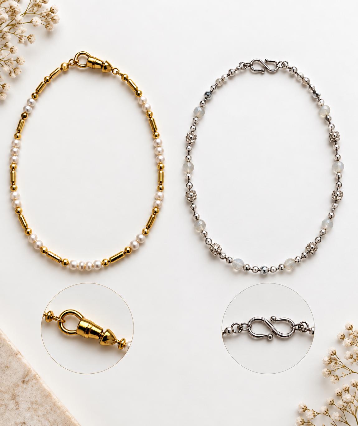 Stainless Steel Gold Swivel Clasp with Silver S Hook, Decorative Jewelry Clasp , Necklace Bracelet Connector, Jewelry Making Findings