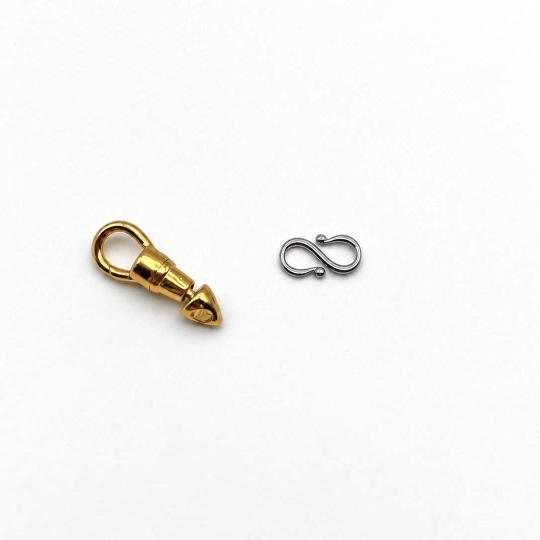 Stainless Steel Gold Swivel Clasp with Silver S Hook, Decorative Jewelry Clasp , Necklace Bracelet Connector, Jewelry Making Findings