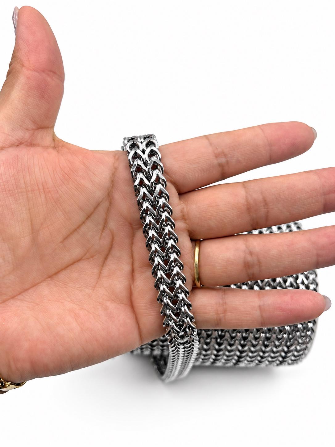 Silver Stainless Steel Braided Chain by Yard and roll, Chain for Jewelry Making, Necklace Bracelet Bag Chain, Craft Supply