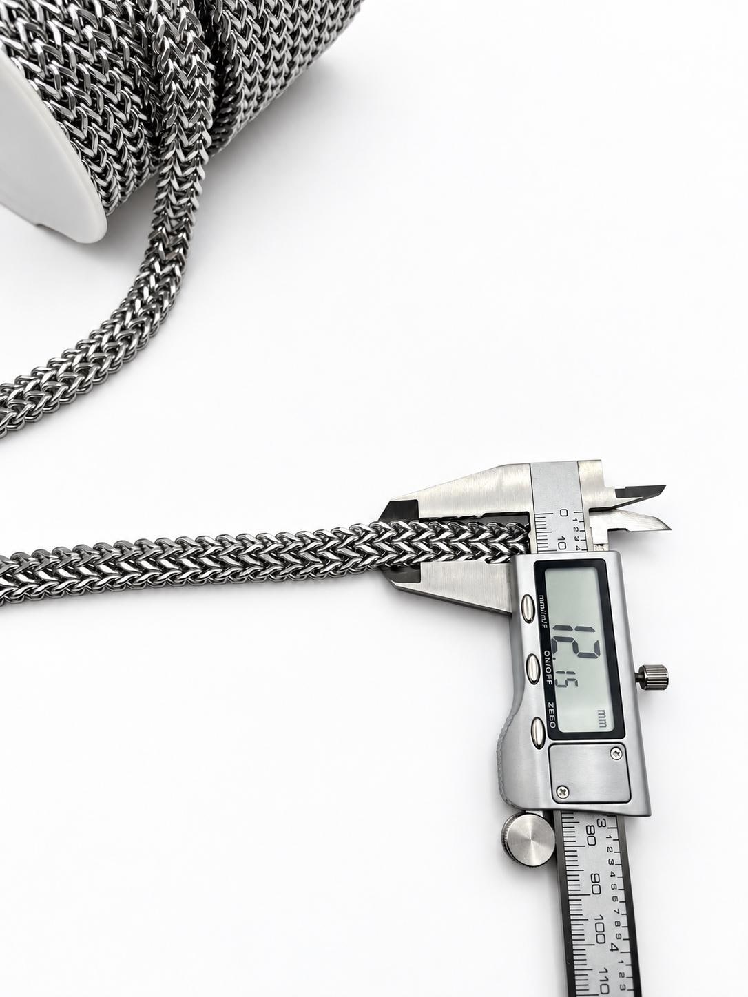 Silver Stainless Steel Braided Chain by Yard and roll, Chain for Jewelry Making, Necklace Bracelet Bag Chain, Craft Supply