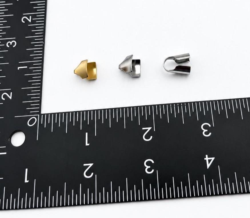 Stainless Steel Crimp Ends for Jewelry Making, Gold & Silver Cord End Caps, Bracelet Necklace Findings, Jewelry Connector Ends