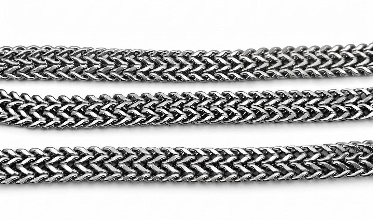 Silver Stainless Steel Braided Chain by Yard and roll, Chain for Jewelry Making, Necklace Bracelet Bag Chain, Craft Supply