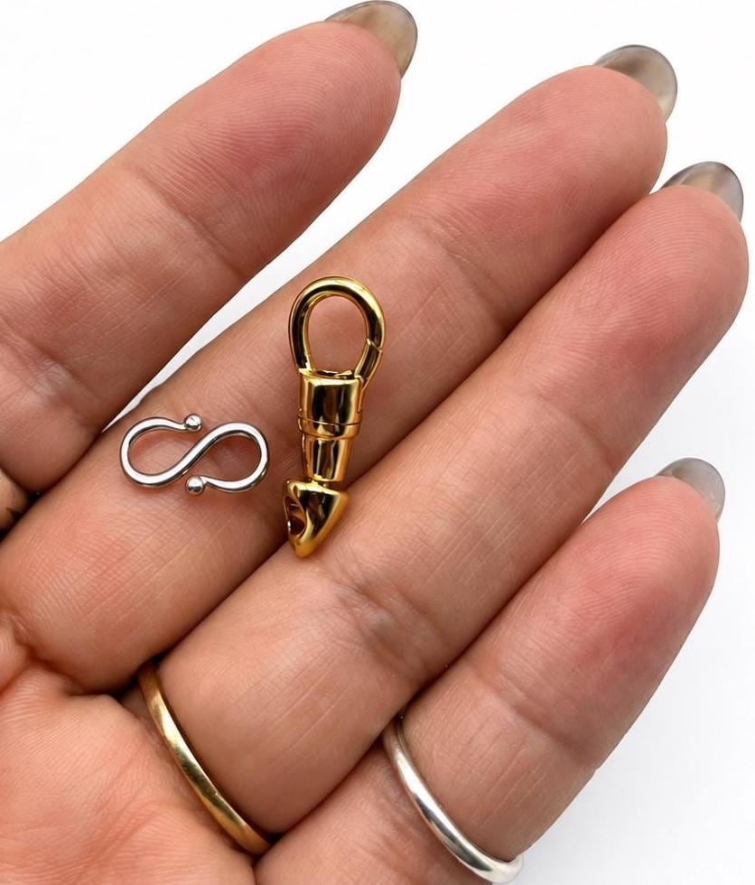Stainless Steel Gold Swivel Clasp with Silver S Hook, Decorative Jewelry Clasp , Necklace Bracelet Connector, Jewelry Making Findings