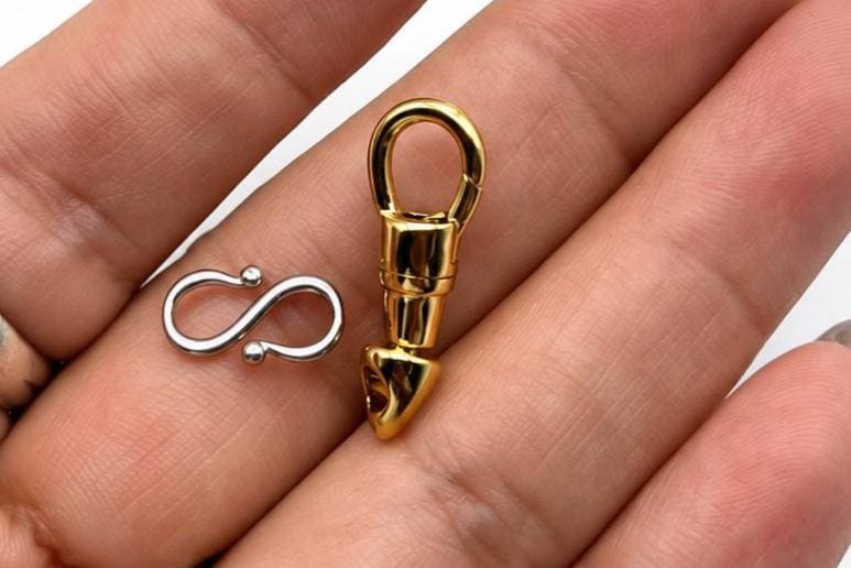 Stainless Steel Gold Swivel Clasp with Silver S Hook, Decorative Jewelry Clasp , Necklace Bracelet Connector, Jewelry Making Findings