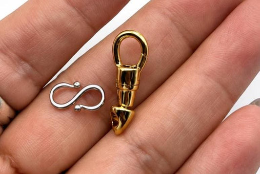 Stainless Steel Gold Swivel Clasp with Silver S Hook, Decorative Jewelry Clasp , Necklace Bracelet Connector, Jewelry Making Findings