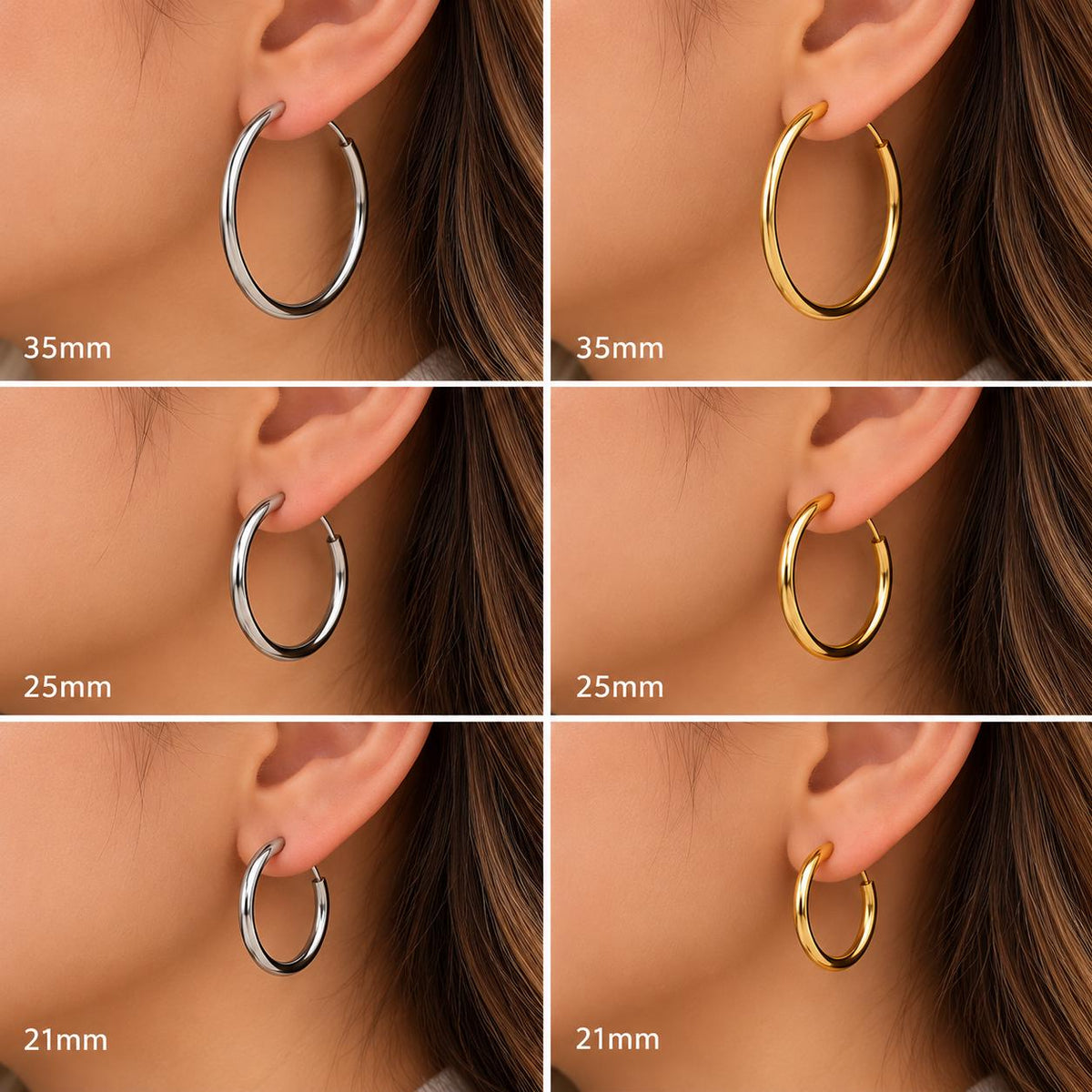 Stainless Steel Hoop Earrings Gold & Silver Round Hoops, Hypoallergenic Earring Findings, DIY Charm Earrings, Jewelry Making Supplies