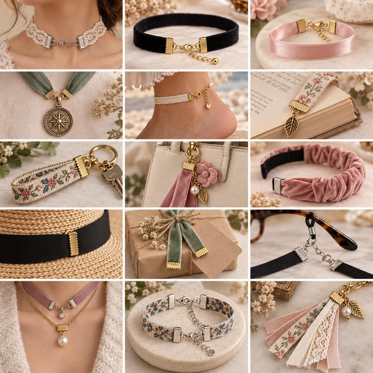 Stainless Steel Ribbon Crimp End Clasps PVD Gold & Silver Cord Ends, Ribbon Clamps for Chokers, Bracelets, Necklaces Jewelry Making