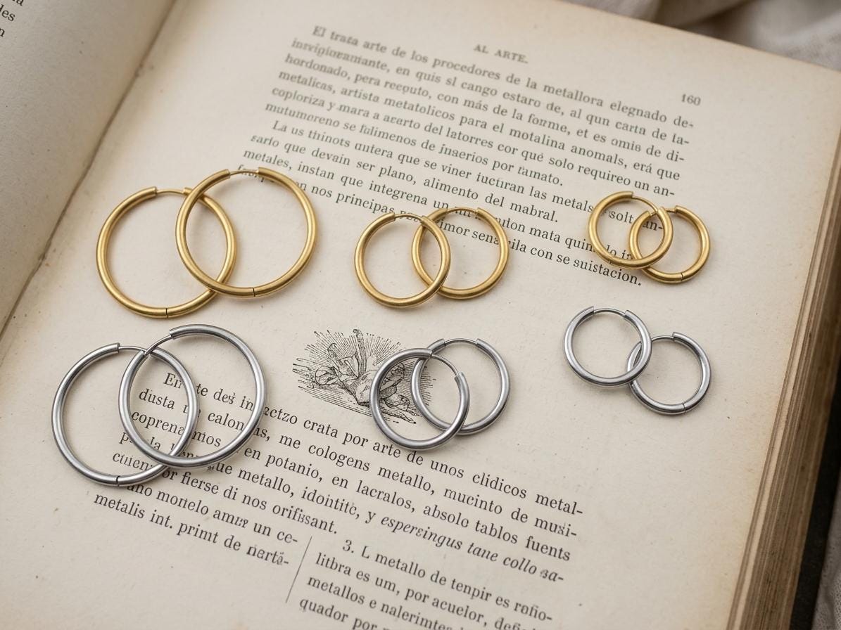Stainless Steel Hoop Earrings Gold & Silver Round Hoops, Hypoallergenic Earring Findings, DIY Charm Earrings, Jewelry Making Supplies