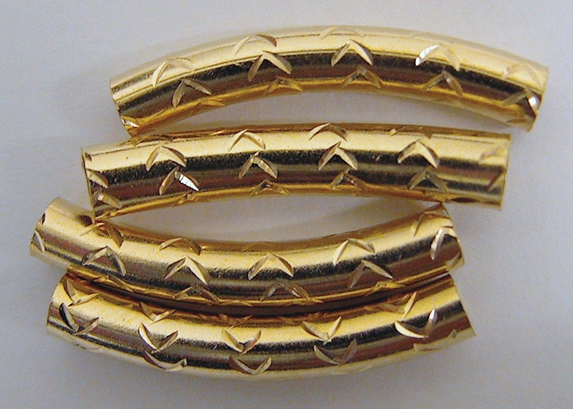 18K as Gold Filled* Tube 4x25mm as Gold Filled* Curve Tube Diamond Cut GF1673 jewelry making supplies