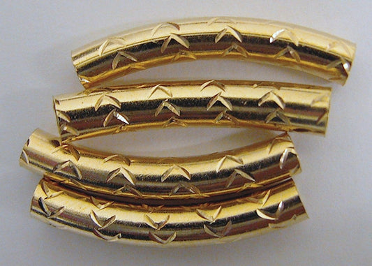 18K as Gold Filled* Tube 4x25mm as Gold Filled* Curve Tube Diamond Cut GF1673 jewelry making supplies