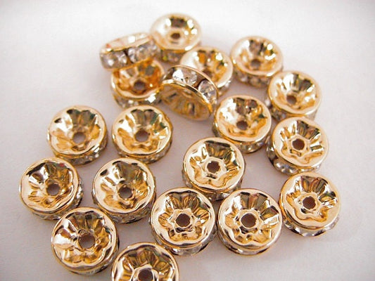 7mm as as Gold Filled* tarnish resistant Rhinestone Spacer Roundel, GF5041 jewelry making supplies - detail image 2
