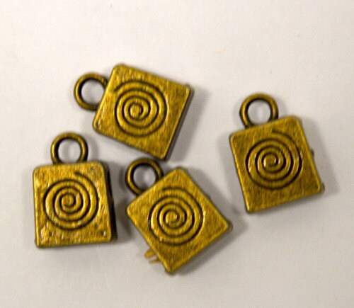 10 PCs Hanger Spacer Charm Connector Beads Antique Green/Antique Silver, 2 Holes, Size 12x8.5mm Thickness 5mm Alloy Metal...