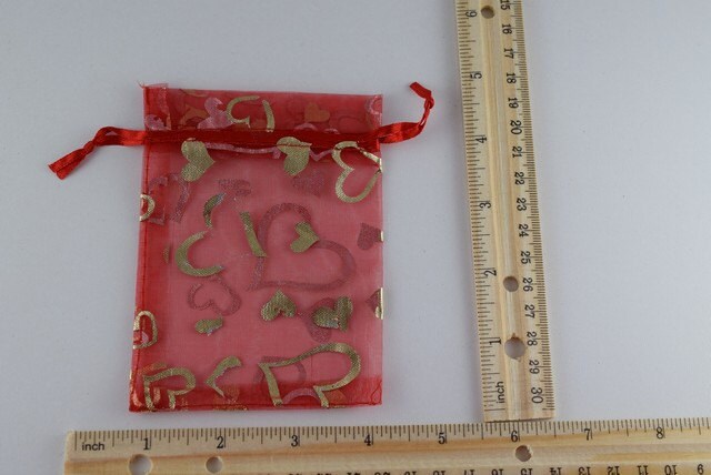 3x4 Metallic Hearts 12 Organza Jewelry Gift Thank You Bags 3x4 for Jewelry, Party,favor,,birthday,babyshower jewelry makin...