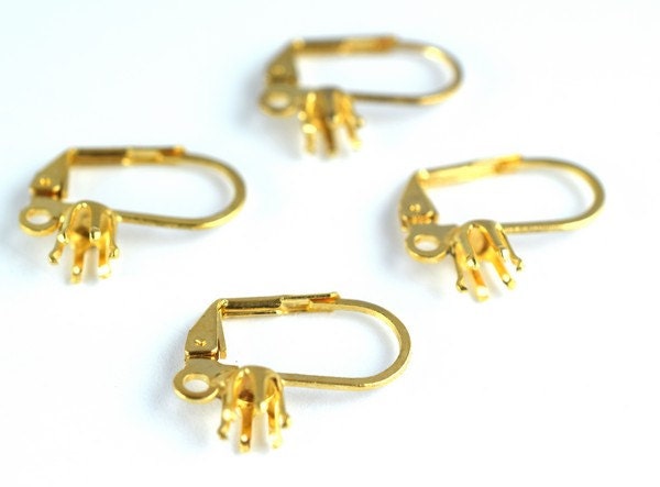 Leverback Earring Hook with Bead Setting 18K as Gold Filled* earring findings Size19x15mm Flat thickness 1mm to make your...