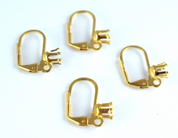 Leverback Earring Hook with Bead Setting 18K as Gold Filled* earring findings Size19x15mm Flat thickness 1mm to make your...