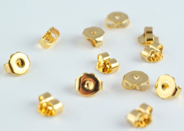 Earnut Earring Backing Findings 18K as as Gold Filled* tarnish resistant Size 4.5x3mm GF9122 jewelry making supplies - det...